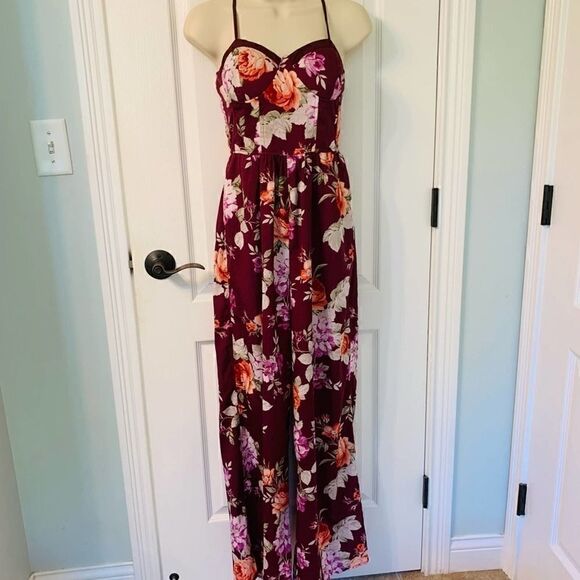 Band of Gypsies Sweetheart Maroon Floral Romper! - Picture 1 of 6